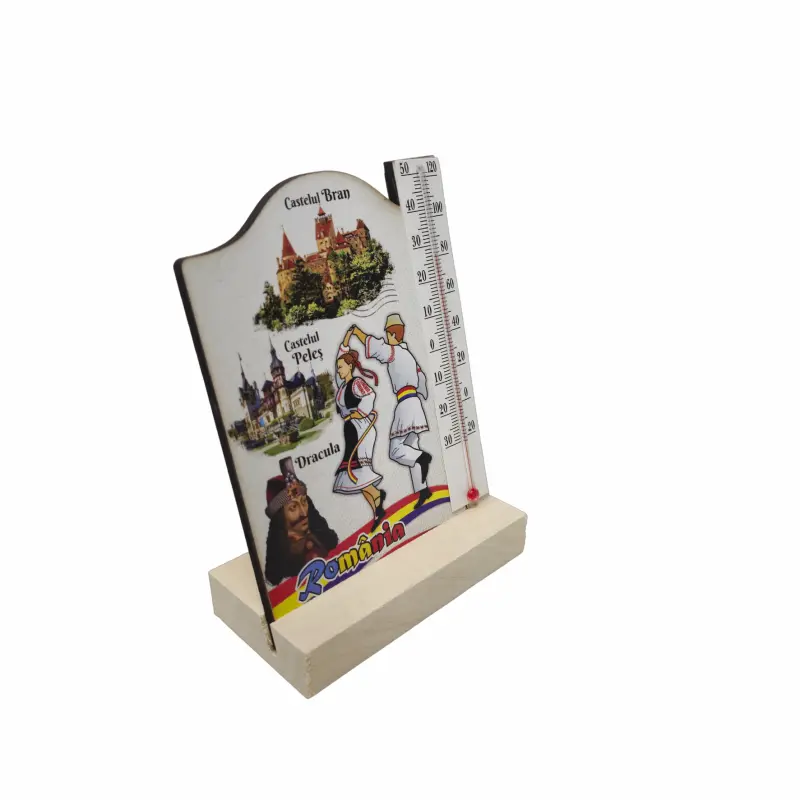 Romania, decoratiune lemn cu termometru, model  10